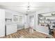 Office area with wood floors and built in shelves at 714 School St, Greenfield, IN 46140