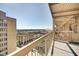 Enjoy city views from this spacious balcony with steel railings and stair access at 110 E Washington St # 1102, Indianapolis, IN 46204
