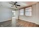 Bright bedroom features natural light, wood floors, and open layout at 110 E Washington St # 1102, Indianapolis, IN 46204