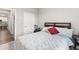 Well-lit bedroom showcasing a door to a hallway on the left and a comfortable-looking bed at 11758 Harvester S Cir, Noblesville, IN 46060