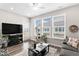 Bright living room features large windows, stylish furnishings, and a cozy atmosphere at 11758 Harvester S Cir, Noblesville, IN 46060