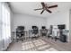 A bedroom offers ample desk space and natural light, ideal for a home office at 12777 Rotterdam Rd, Fishers, IN 46037