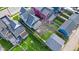 An aerial view highlighting the home's backyard and roof in a neighborhood setting at 1724 Prospect St, Indianapolis, IN 46203
