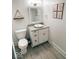 Well-lit bathroom with a modern vanity, granite countertop, and stylish sink at 1724 Prospect St, Indianapolis, IN 46203
