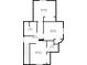 Detailed second floor plan with three bedrooms, two bathrooms, and a hallway at 1724 Prospect St, Indianapolis, IN 46203