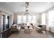Inviting living room with a vaulted ceiling, neutral decor, and lots of natural light from large windows at 19149 Gillcrest Dr, Noblesville, IN 46062