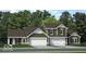 New construction home with a traditional facade, three-car garage, and well-kept lawn at 275 Hunters Ridge Dr, Danville, IN 46122