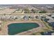 An aerial view showing the pond behind the home, creating a tranquil waterside living experience at 5955 Stroup Dr, Noblesville, IN 46062