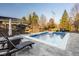 Sparkling in-ground pool with lounge chairs and a modern concrete surround; perfect for outdoor relaxation at 6640 E Deerfield Dr, Zionsville, IN 46077