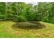 View of serene pond surrounded by lush greenery, showcasing the property's natural beauty at 7116 Grandview Rd, Columbus, IN 47201