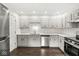 Updated kitchen features stainless steel appliances and plentiful cabinet space at 714 S 4Th Ave, Beech Grove, IN 46107