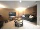 Finished basement boasting neutral walls, carpeting, recessed lighting, a glass coffee table, and cozy seating at 9615 N County Road 150 E Rd, Pittsboro, IN 46167