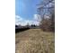 A spacious backyard with a mix of green and brown grass, mature trees, and wood fencing offers outdoor potential at 1913 Albany St, Beech Grove, IN 46107
