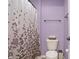 Well-lit bathroom with a toilet, shower with curtain, and ample storage at 3079 Limber Pine Dr, Whiteland, IN 46184