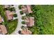 An aerial view showcasing the layout of the neighborhood with well-maintained houses, green spaces, and winding streets at 5115 Baltustrol Dr, Avon, IN 46123