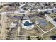 Aerial view of community amenities featuring a pool, park, tennis court, basketball court and playground at 936 Plunkett Ave, Westfield, IN 46074