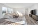 Spacious living room with large windows, modern rug, and comfortable seating area with plenty of natural light at 19477 Quilling Ln, Noblesville, IN 46062