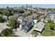 Aerial view showcases blue house near downtown skyline at 726 E Mccarty St, Indianapolis, IN 46203