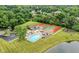 Aerial view showcasing community amenities including a pool, tennis courts, and playground, promoting an active lifestyle at 7971 Clearwater Ct, Indianapolis, IN 46256