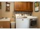 Convenient laundry room with a washer, dryer, utility sink, and ample cabinet space at 7971 Clearwater Ct, Indianapolis, IN 46256