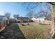 Spacious backyard with well-kept lawn, mature trees, wooden fence and outdoor seating area at 1459 E Lynn Dr, Indianapolis, IN 46202