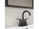 Close-up of a modern bathroom faucet with sleek black hardware and white countertop at 1714 Elm St, Columbus, IN 47201