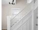 White staircase with paneled walls leading upstairs and a small window for natural light at 1714 Elm St, Columbus, IN 47201