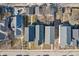 An aerial view of a residential area, showing rooftops and street layout at 418 Sanders St, Indianapolis, IN 46225