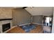 Spacious living room featuring a stone fireplace and modern decor at 7987 Teal Dr, Coatesville, IN 46121