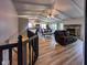 Elevated view of the home's open floor plan with kitchen, dining area, and living area at 12930 River Grove Dr, Columbus, IN 47203