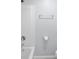 Close-up shot of a bathtub and shower, with a silver faucet and towel rack at 15620 E State Road 46, Columbus, IN 47203