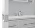 Modern bathroom featuring a white vanity, chrome faucet, and ample storage at 15620 E State Road 46, Columbus, IN 47203