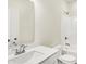 Full bathroom with white vanity, chrome faucet, and a shower-tub combo at 1609 Clover Crossing Dr, Greenfield, IN 46140