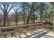 Wooden deck with views of a treed backyard, perfect for outdoor relaxation at 2215 Van Ness Pl, Indianapolis, IN 46240