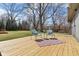 Outdoor deck with seating offers a perfect spot for relaxing and enjoying the backyard at 405 W 73Rd St, Indianapolis, IN 46260