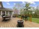 Back deck features a dining table set with cushioned chairs and a wood-burning fire pit at 4978 St Charles Pl, Carmel, IN 46033