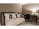 Neutral bedroom with a daybed, a wooden desk with chair and lamp for a comfortable and inviting space at 802 N Meridian St # 103, Indianapolis, IN 46204