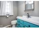Bathroom featuring an updated vanity with a black faucet and fixtures at 1310 Bowman Dr, Greenfield, IN 46140