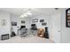 Spacious finished basement with modern decor and a home office at 2750 Joshua Dr, Carmel, IN 46033