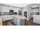 Modern kitchen features white cabinets, gray backsplash, stainless steel appliances, and a central island at 7710 Eagle Crescent Dr, Zionsville, IN 46077