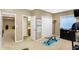 Versatile workout area with exercise equipment, storage, and a view into an adjacent room at 7710 Eagle Crescent Dr, Zionsville, IN 46077