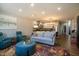 Open-concept living area with stylish seating, hardwood floors, and recessed lighting at 1014 Jackson St, Columbus, IN 47201