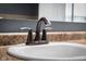 Bathroom closeup features a single sink with modern bronze fixtures at 2016 Woodland Parks Dr, Columbus, IN 47201