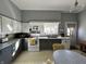 Grey and white kitchen with tiled floors and vintage-style features at 218 S 5Th Ave, Beech Grove, IN 46107