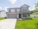 Charming two-story home with gray siding, a well-manicured lawn, and an attached two-car garage at 3328 Stafford St, Sheridan, IN 46069