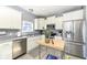 Well-lit kitchen featuring stainless steel appliances and white cabinetry for a clean, modern look at 6199 N Caraway Dr, McCordsville, IN 46055