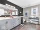 Stylish bathroom with dual sink vanity, a large mirror, and modern fixtures at 6620 Avalon Blvd, Avon, IN 46123