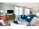 Cozy living room showcases stylish furnishings and an open-concept design flowing into the dining area at 7572 Bluegill Dr, Noblesville, IN 46062