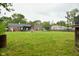 Spacious backyard featuring a well-maintained lawn, a playhouse, and a trampoline for Gathering fun at 8172 Shottery Ter, Indianapolis, IN 46268