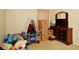 Bedroom featuring furnishings and home organization supplies for moving or storing items at 8172 Shottery Ter, Indianapolis, IN 46268